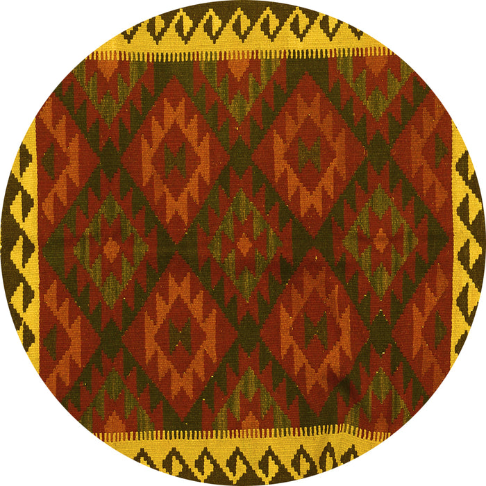 Round Oriental Yellow Traditional Rug, con2544yw