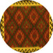 Round Oriental Yellow Traditional Rug, con2544yw