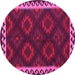 Round Machine Washable Oriental Pink Traditional Rug, wshcon2544pnk