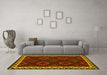 Machine Washable Oriental Yellow Traditional Rug in a Living Room, wshcon2544yw