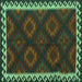 Square Machine Washable Oriental Turquoise Traditional Area Rugs, wshcon2544turq