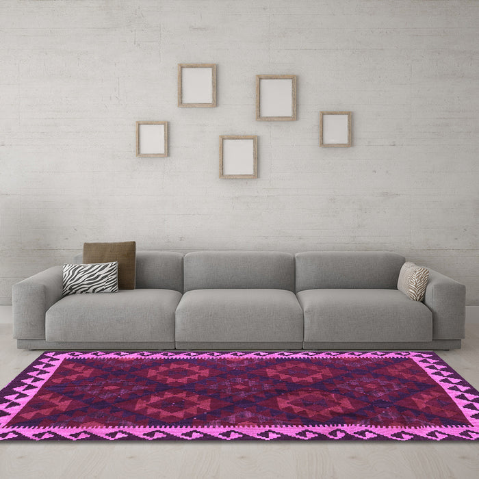 Machine Washable Oriental Purple Traditional Area Rugs in a Living Room, wshcon2544pur