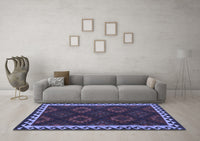 Machine Washable Oriental Blue Traditional Rug, wshcon2544blu