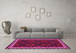 Machine Washable Oriental Pink Traditional Rug in a Living Room, wshcon2544pnk