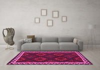 Machine Washable Oriental Pink Traditional Rug, wshcon2544pnk