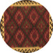 Round Machine Washable Oriental Brown Traditional Rug, wshcon2544brn