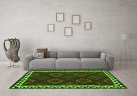 Machine Washable Oriental Green Traditional Rug, wshcon2544grn