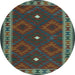 Round Oriental Light Blue Traditional Rug, con2545lblu