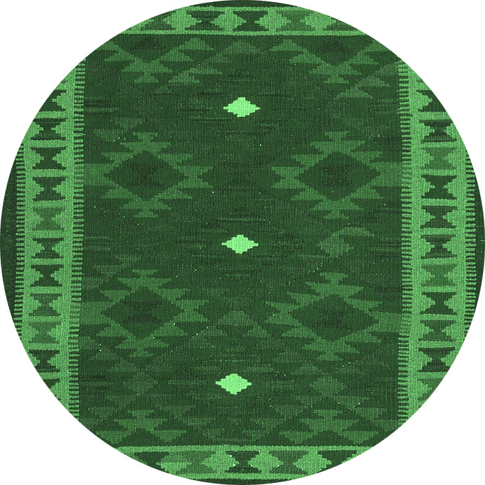 Round Oriental Emerald Green Traditional Rug, con2545emgrn