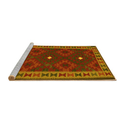 Sideview of Machine Washable Oriental Yellow Traditional Rug, wshcon2545yw