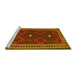 Sideview of Machine Washable Oriental Yellow Traditional Rug, wshcon2545yw