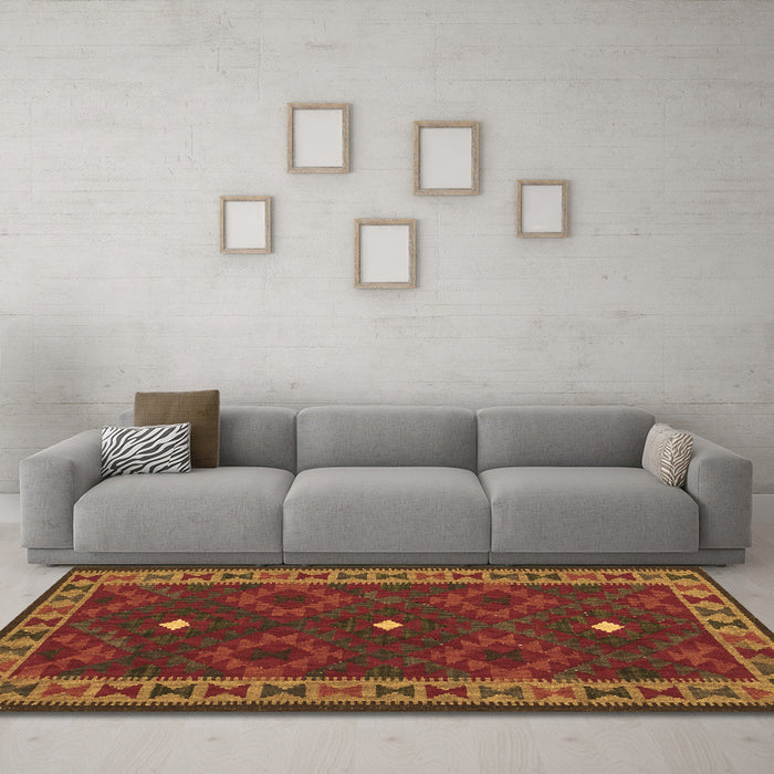 Machine Washable Oriental Brown Traditional Rug in a Living Room,, wshcon2545brn