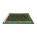 Sideview of Machine Washable Oriental Turquoise Traditional Area Rugs, wshcon2545turq