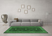 Machine Washable Oriental Emerald Green Traditional Area Rugs in a Living Room,, wshcon2545emgrn