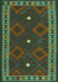 Machine Washable Oriental Turquoise Traditional Area Rugs, wshcon2545turq