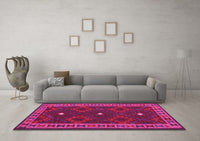 Machine Washable Oriental Pink Traditional Rug, wshcon2545pnk