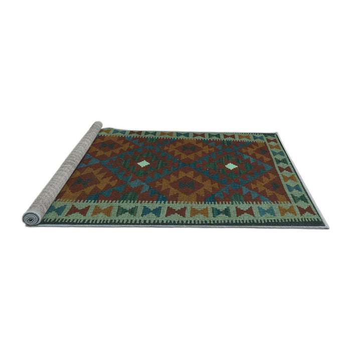 Sideview of Machine Washable Oriental Light Blue Traditional Rug, wshcon2545lblu