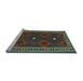 Sideview of Machine Washable Oriental Light Blue Traditional Rug, wshcon2545lblu