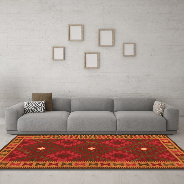Machine Washable Oriental Orange Traditional Area Rugs in a Living Room, wshcon2545org