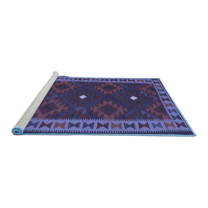 Sideview of Machine Washable Oriental Blue Traditional Rug, wshcon2545blu