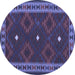 Round Machine Washable Oriental Blue Traditional Rug, wshcon2545blu