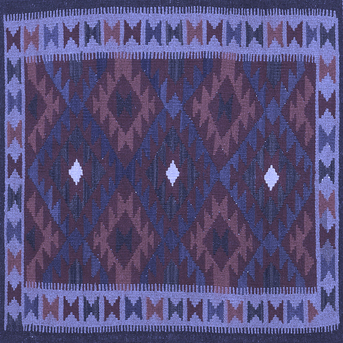 Square Machine Washable Oriental Blue Traditional Rug, wshcon2545blu