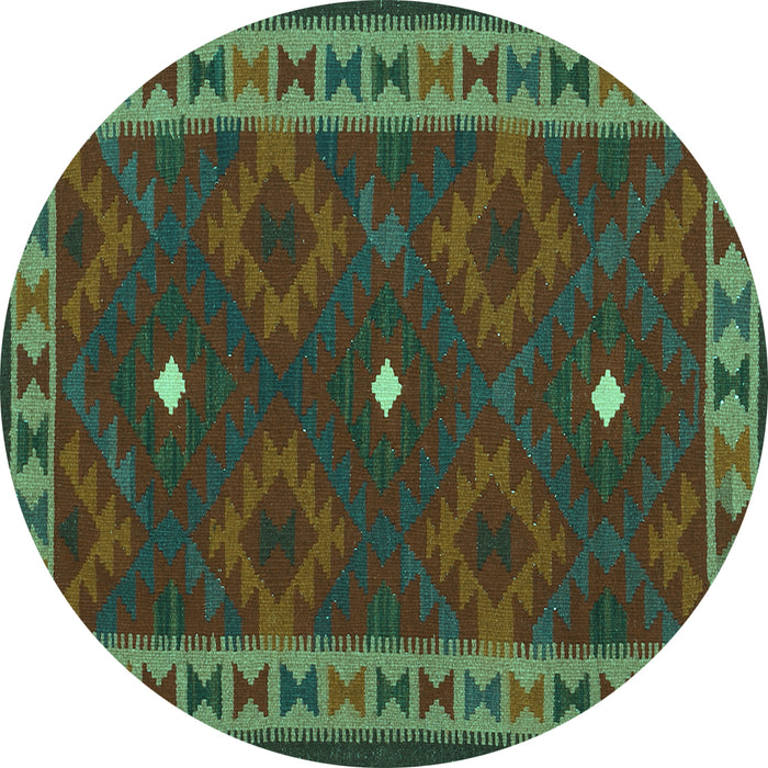 Round Oriental Turquoise Traditional Rug, con2545turq