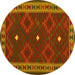 Round Oriental Yellow Traditional Rug, con2545yw