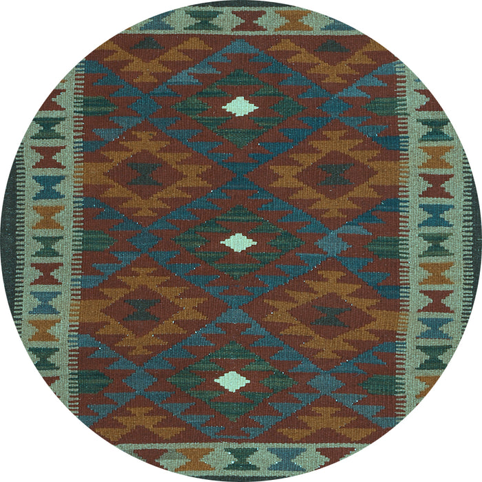 Round Machine Washable Oriental Light Blue Traditional Rug, wshcon2545lblu