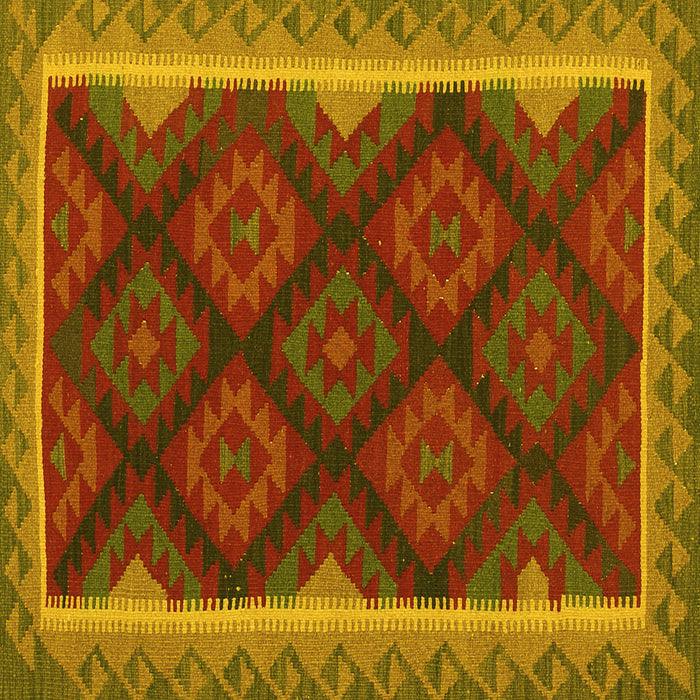 Square Machine Washable Oriental Yellow Traditional Rug, wshcon2546yw