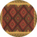 Round Machine Washable Oriental Brown Traditional Rug, wshcon2546brn