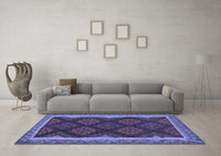 Machine Washable Oriental Blue Traditional Rug, wshcon2546blu