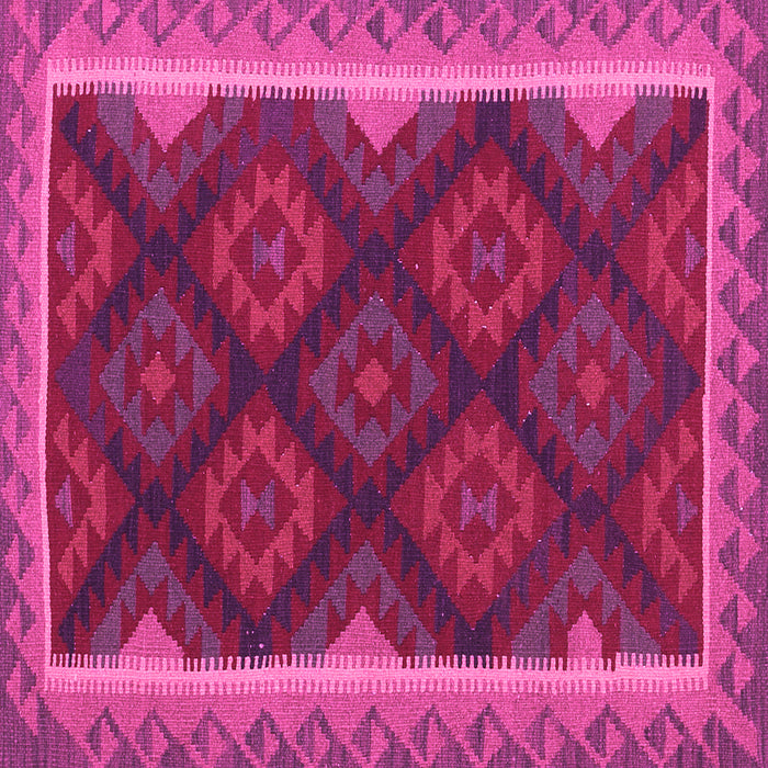 Square Machine Washable Oriental Pink Traditional Rug, wshcon2546pnk