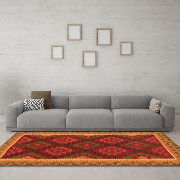 Machine Washable Oriental Orange Traditional Area Rugs in a Living Room, wshcon2546org