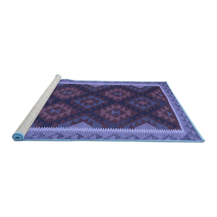Sideview of Machine Washable Oriental Blue Traditional Rug, wshcon2546blu