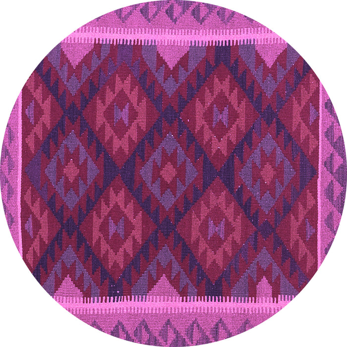Round Machine Washable Oriental Purple Traditional Area Rugs, wshcon2546pur