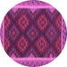 Round Machine Washable Oriental Purple Traditional Area Rugs, wshcon2546pur