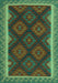 Machine Washable Oriental Turquoise Traditional Area Rugs, wshcon2546turq