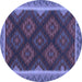 Round Machine Washable Oriental Blue Traditional Rug, wshcon2546blu