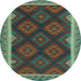 Round Oriental Light Blue Traditional Rug, con2546lblu