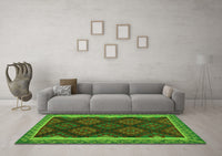 Machine Washable Oriental Green Traditional Rug, wshcon2546grn