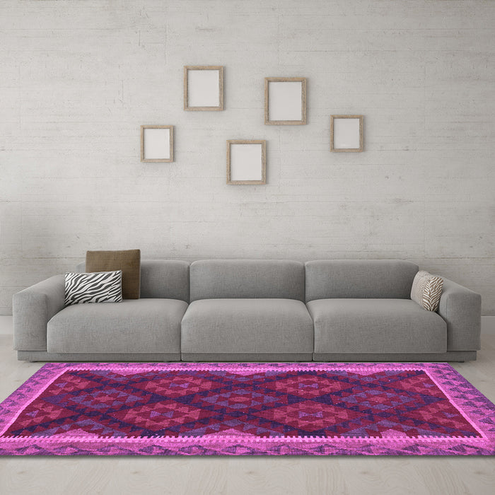 Machine Washable Oriental Purple Traditional Area Rugs in a Living Room, wshcon2546pur