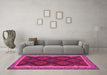 Machine Washable Oriental Pink Traditional Rug in a Living Room, wshcon2546pnk