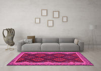 Machine Washable Oriental Pink Traditional Rug, wshcon2546pnk