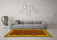 Machine Washable Oriental Yellow Traditional Rug, wshcon2546yw