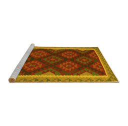 Sideview of Machine Washable Oriental Yellow Traditional Rug, wshcon2546yw