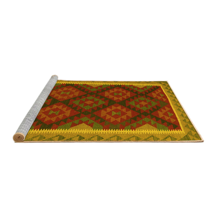 Sideview of Machine Washable Oriental Yellow Traditional Rug, wshcon2546yw
