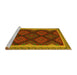 Sideview of Machine Washable Oriental Yellow Traditional Rug, wshcon2546yw