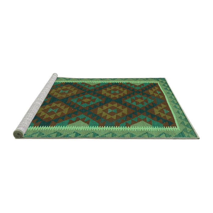Sideview of Machine Washable Oriental Turquoise Traditional Area Rugs, wshcon2546turq