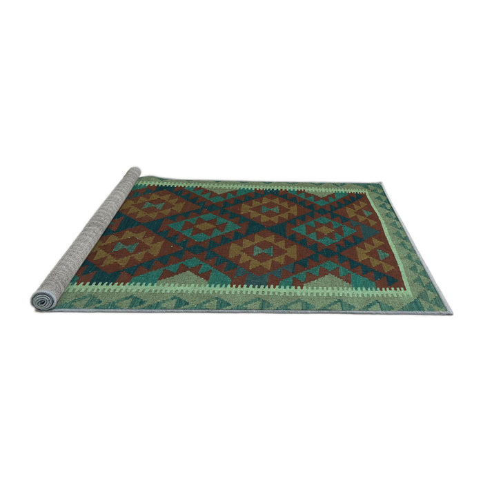 Sideview of Machine Washable Oriental Light Blue Traditional Rug, wshcon2546lblu
